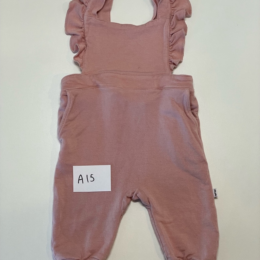 Little Sleepies mauve blush ruffle overall